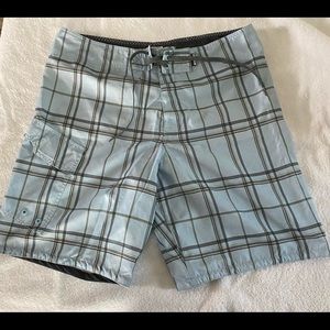 Mossimo Supply Co. Blue and Black Plaid Board Shorts